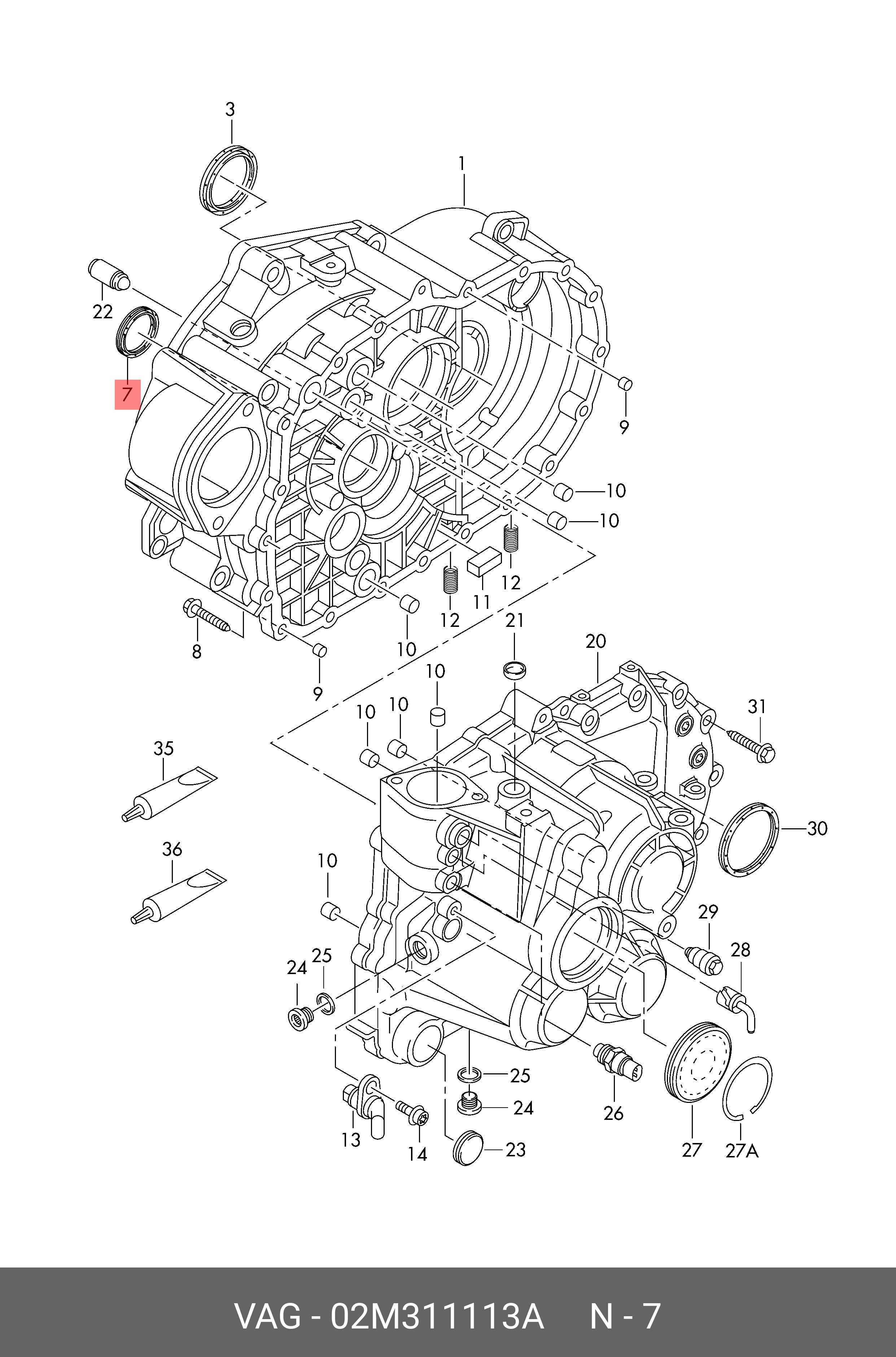 Підшипник валу КПП VAG 02M311113A