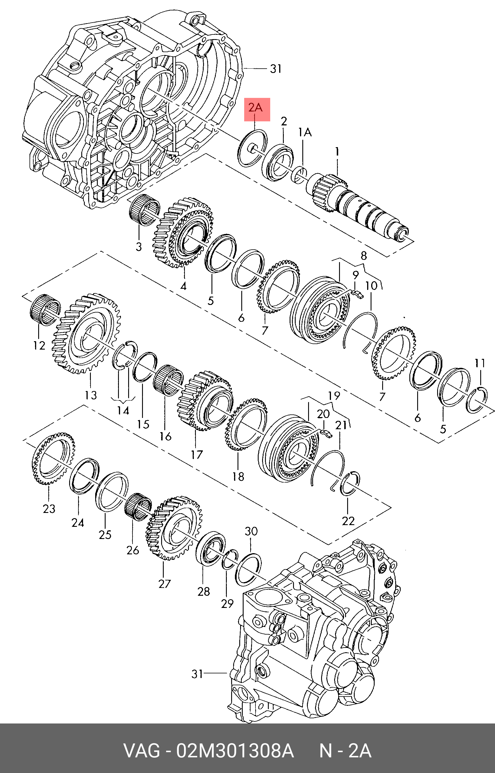 Первинний вал коробки передач VAG 02M301308A