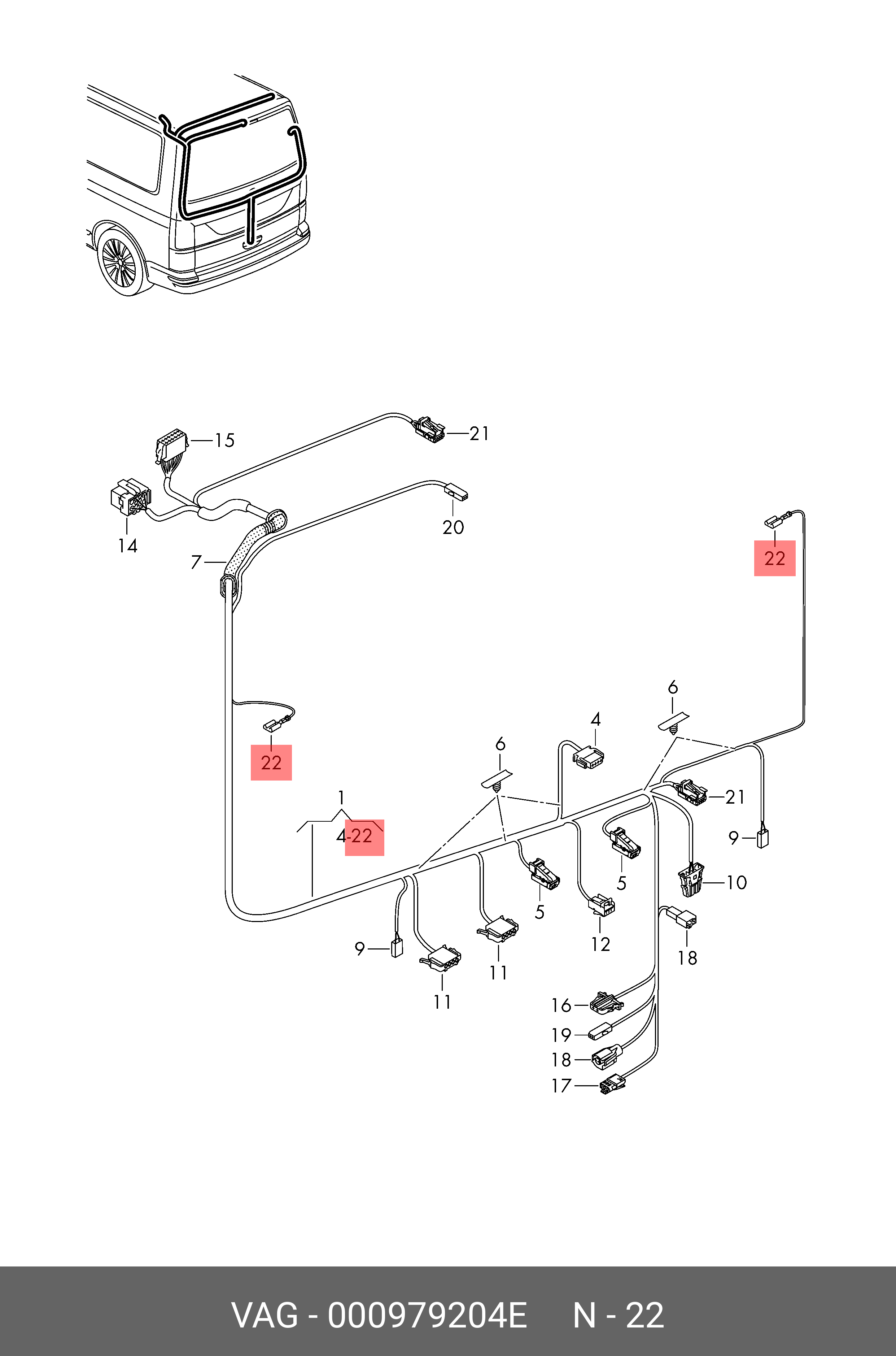Перехідник ISO – Audi/VW/Skoda/Seat (000979204E) VAG