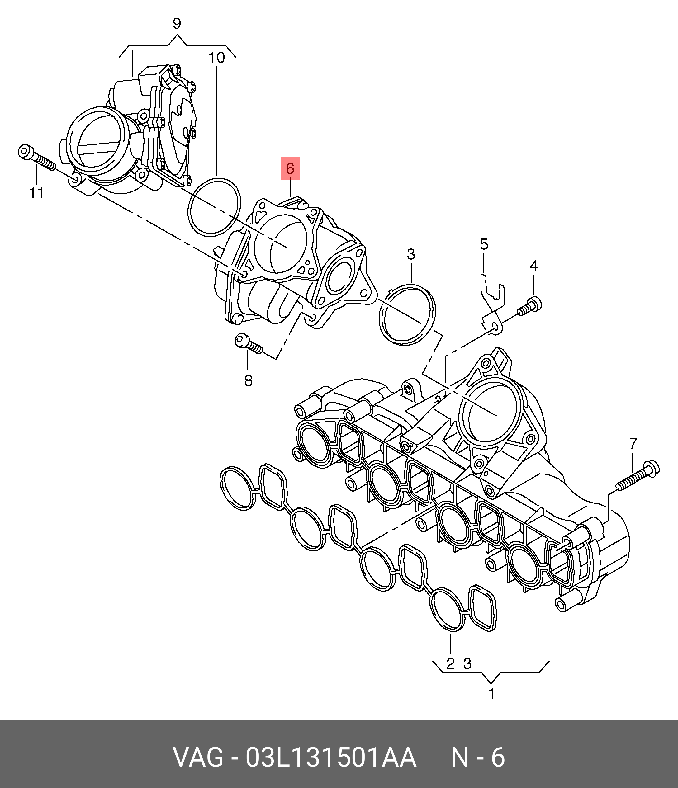 EGR клапан (клапан рециркуляції відпрацьованих газів) VAG 03L131501AA
