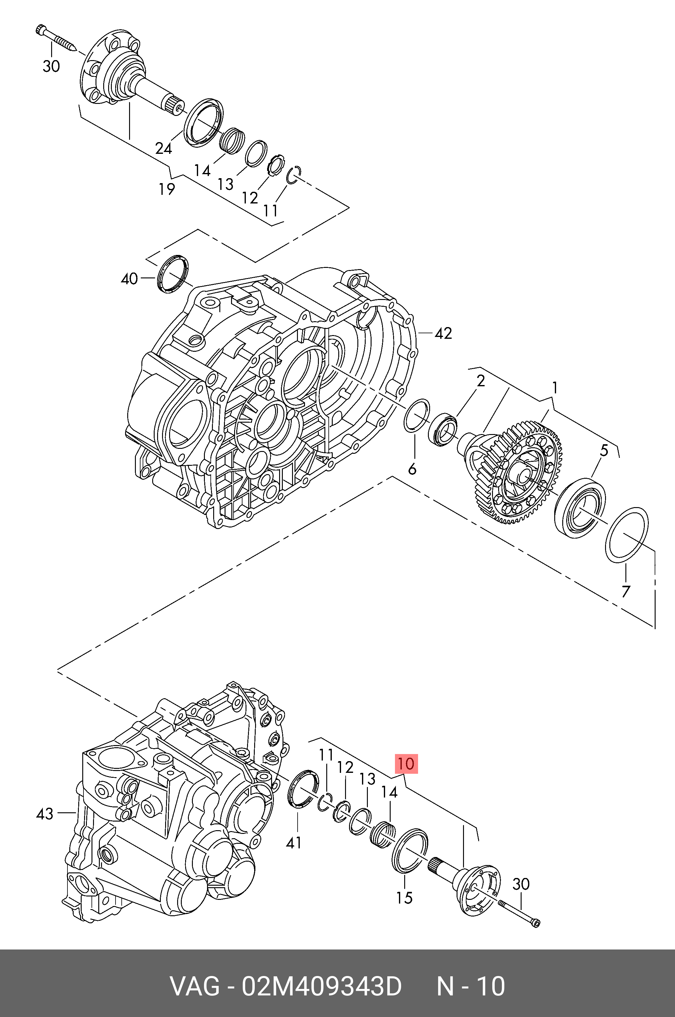 Підшипник диференціала КПП VAG 02M409343D