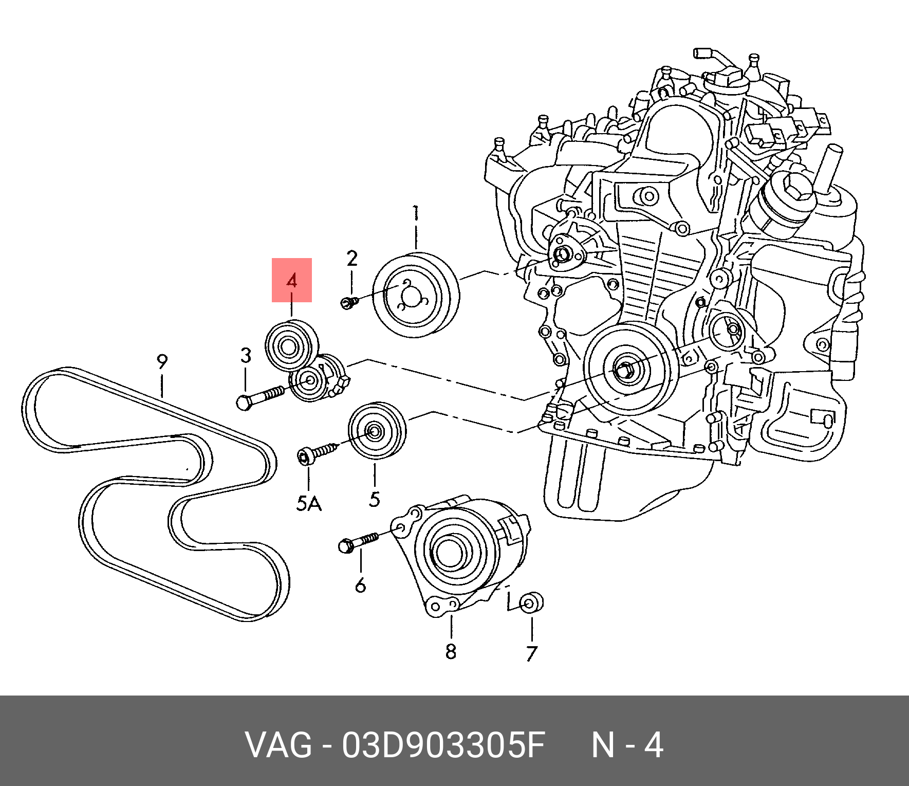 Датчик положення колінчастого валу VAG 03D903305F