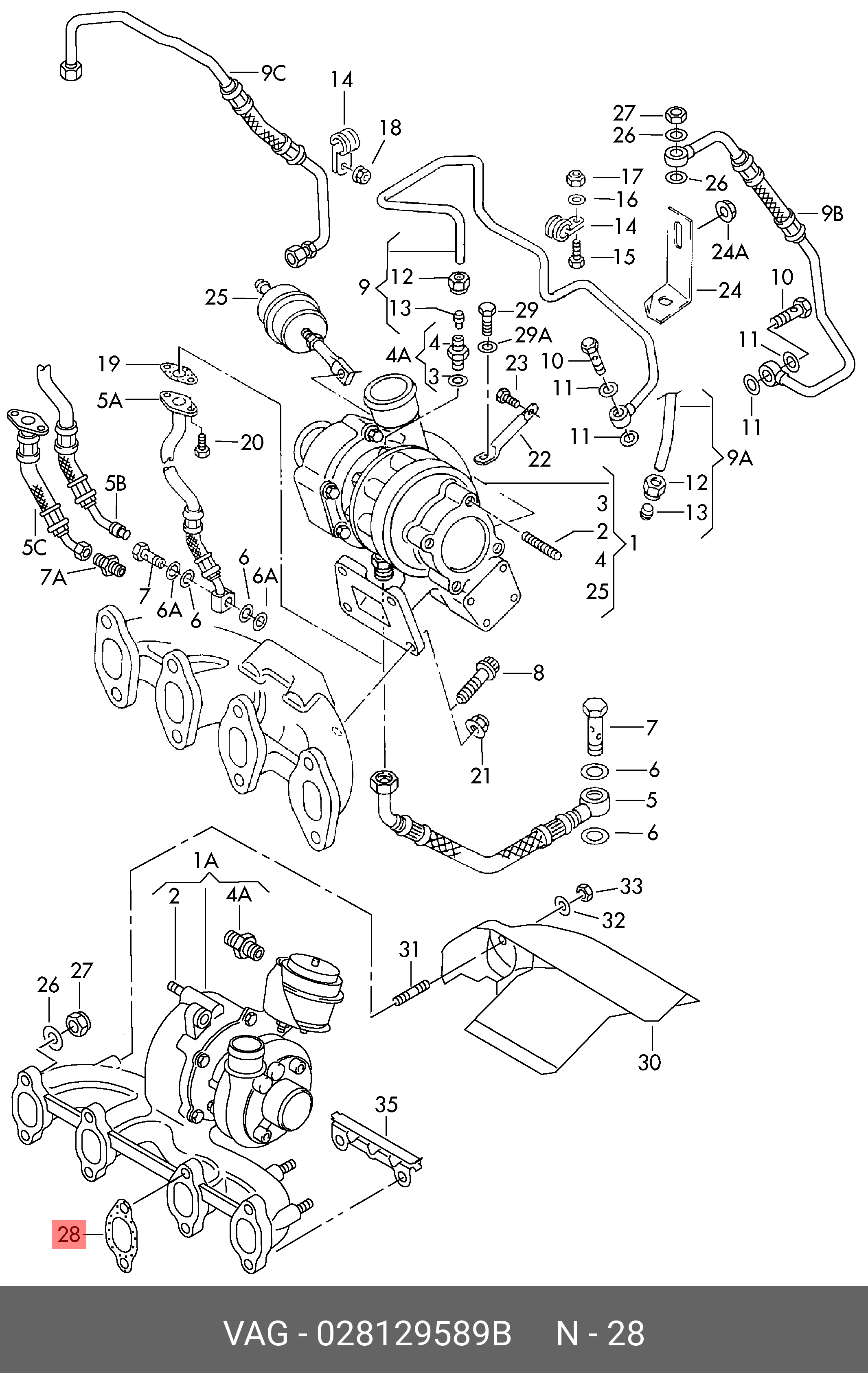 Кільце ущільнювальне впускного колектора VAG 028129589B