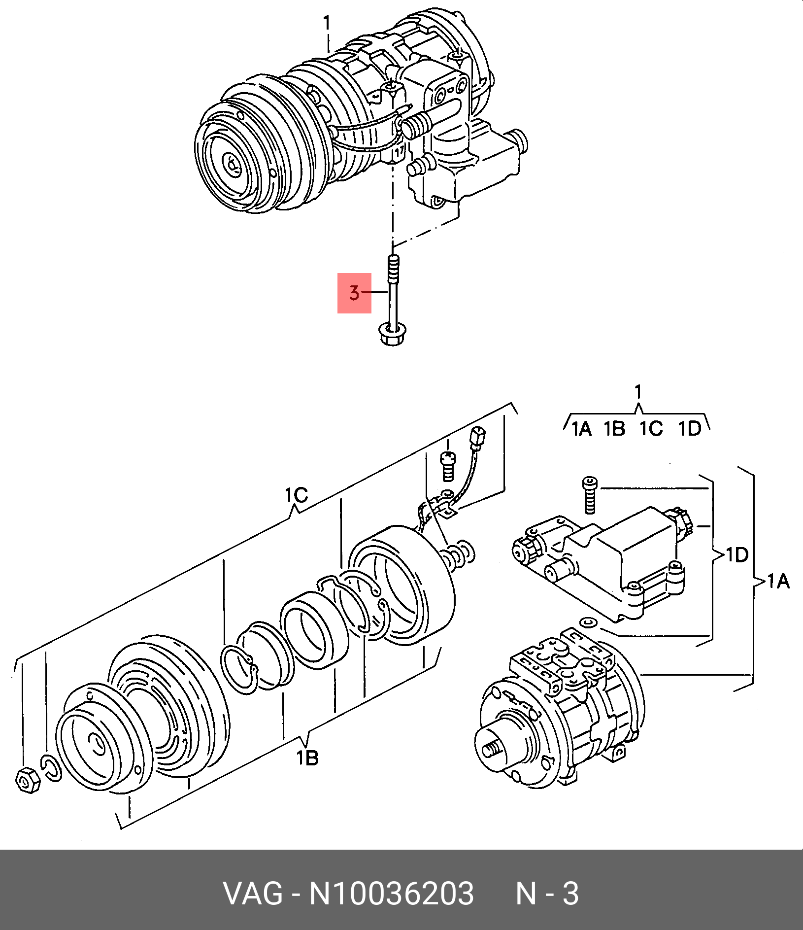 Гайка самоконтрична шестигранна VAG N10036203