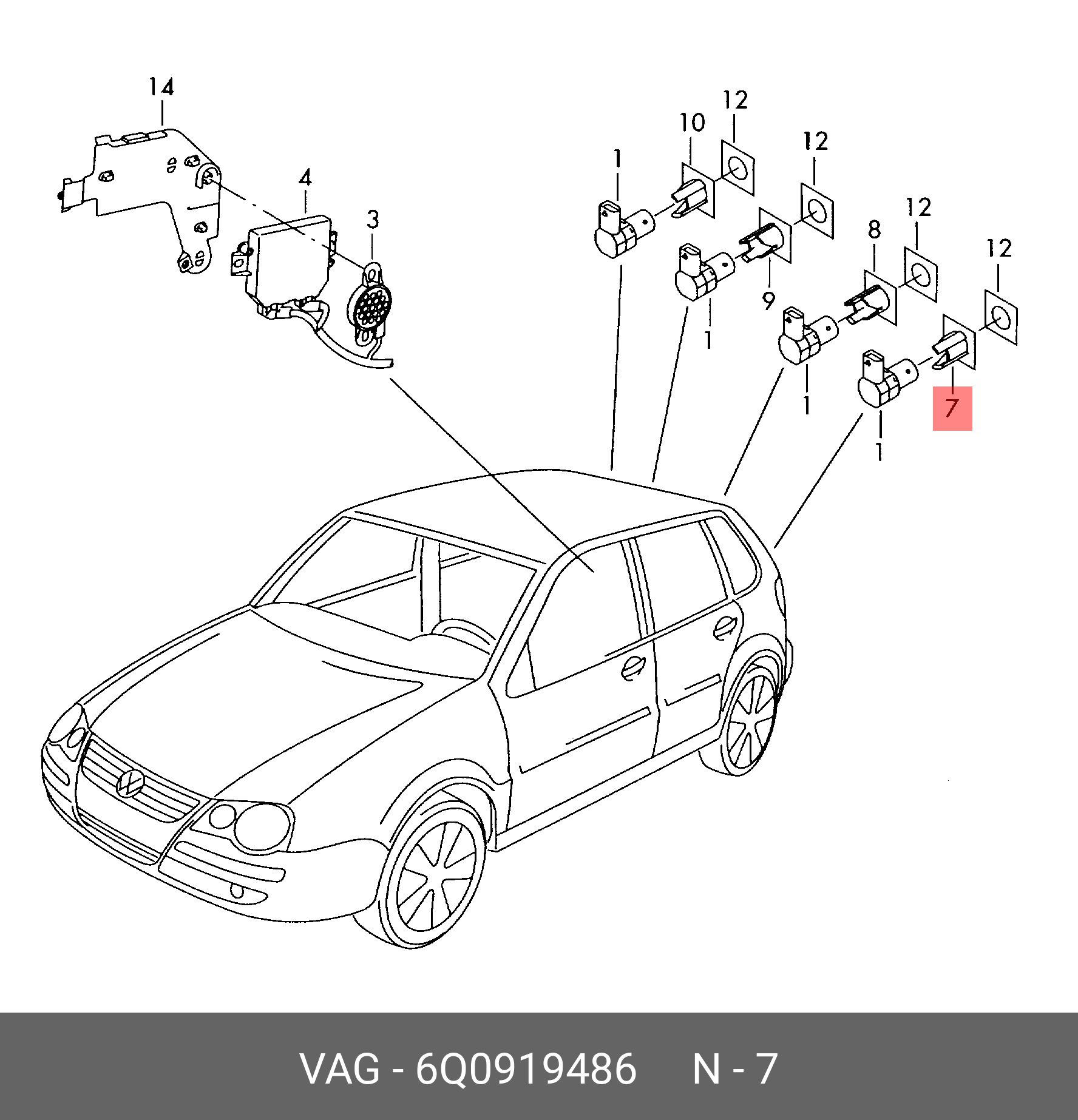 Датчик паркування (парктронік) VAG 6Q0919486