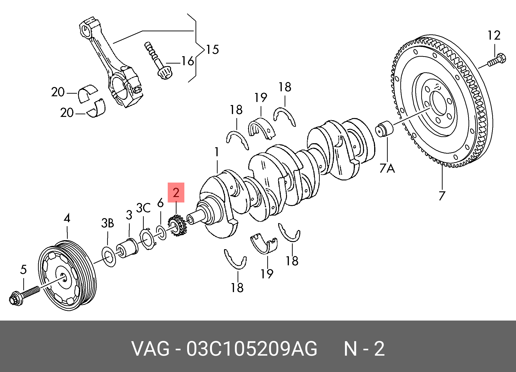 Колінвал (колінчастий вал) VAG 03C105209AG