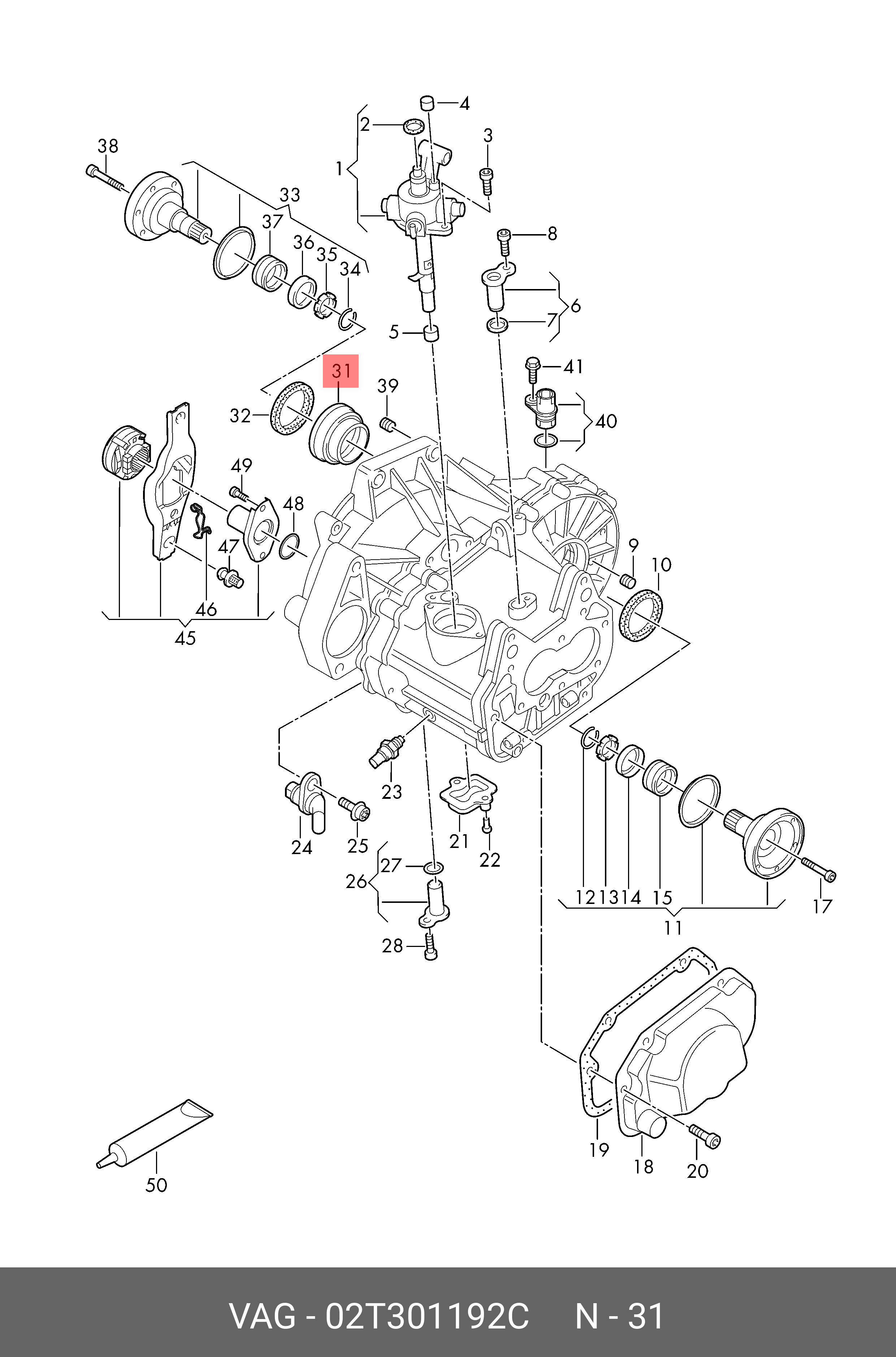 Сальник приводу КПП VAG 02T301192C