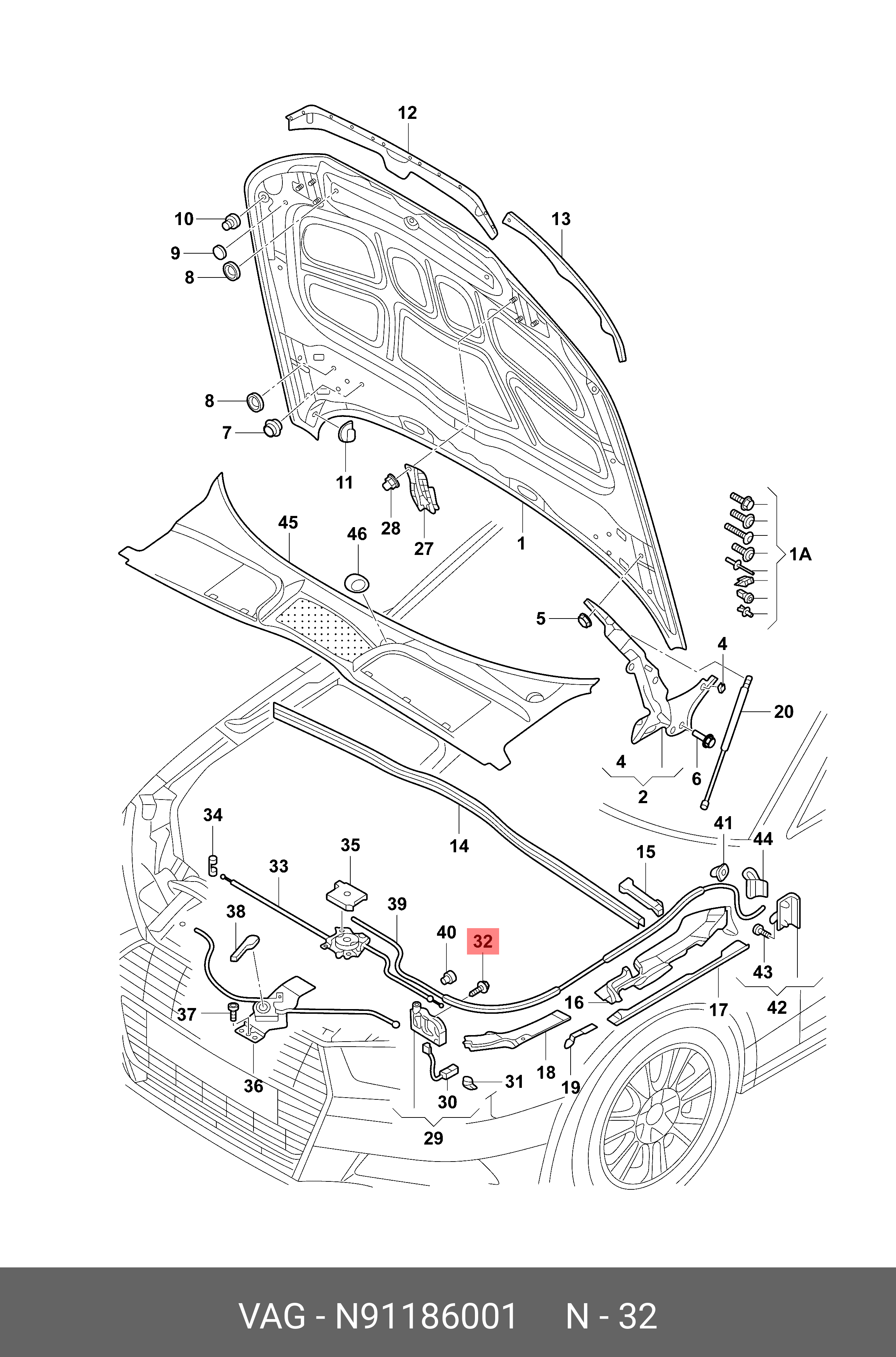 Гайка самоконтряща шестигранна з фланцем VAG N91186001