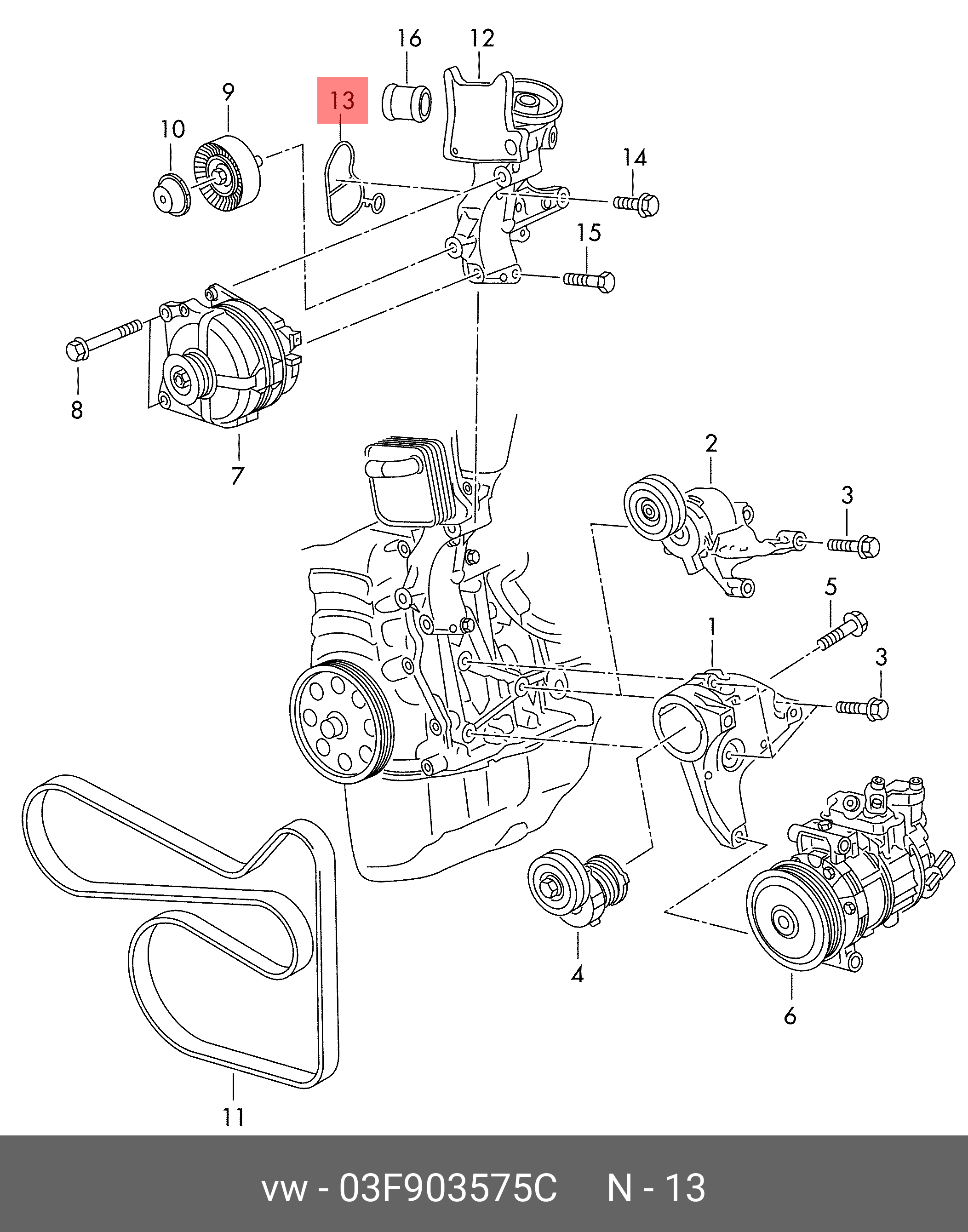 Генератор 140A VAG 03F903575C