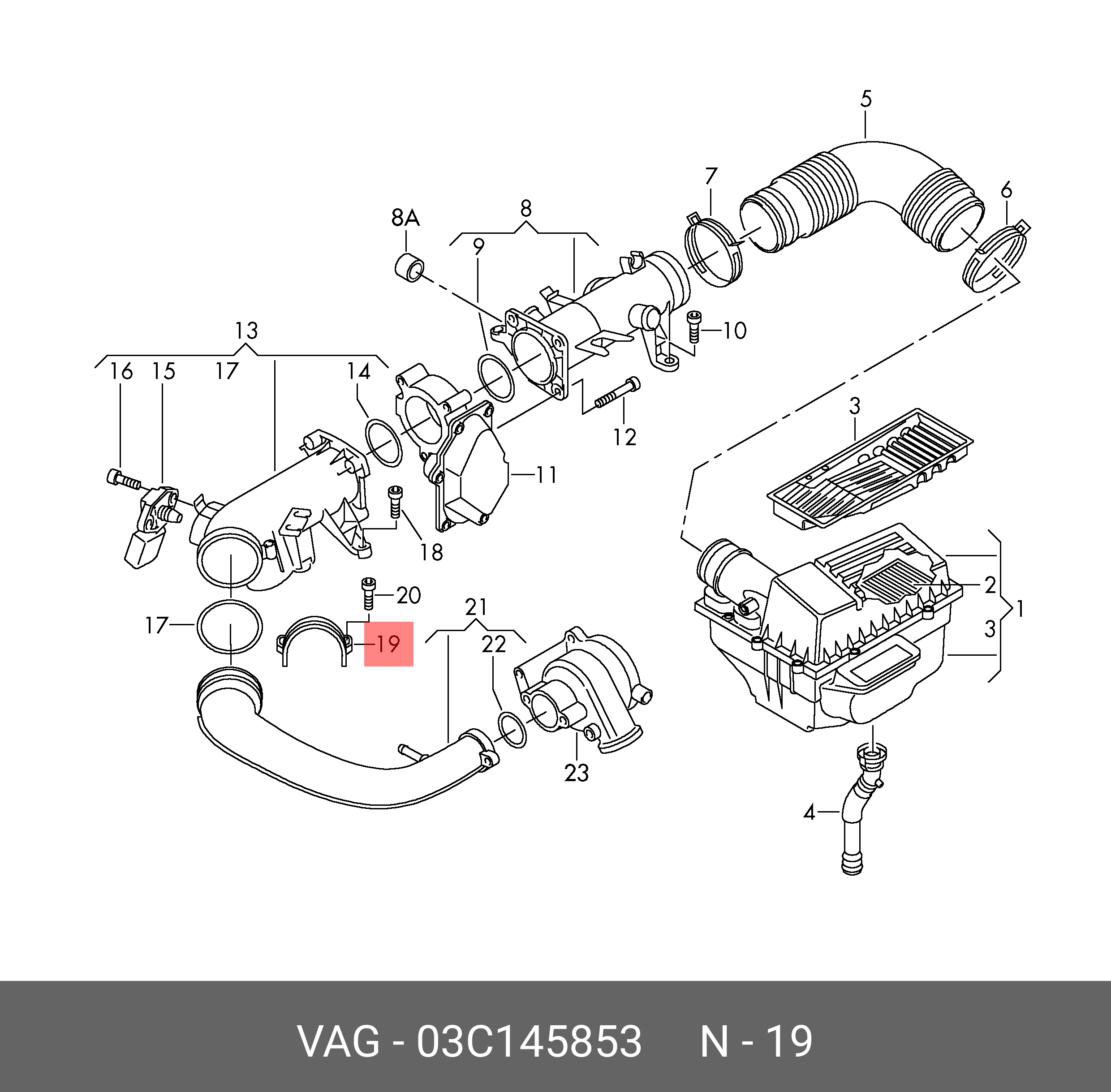 Клапан вентиляції картерних газів (PCV) VAG 03C145853
