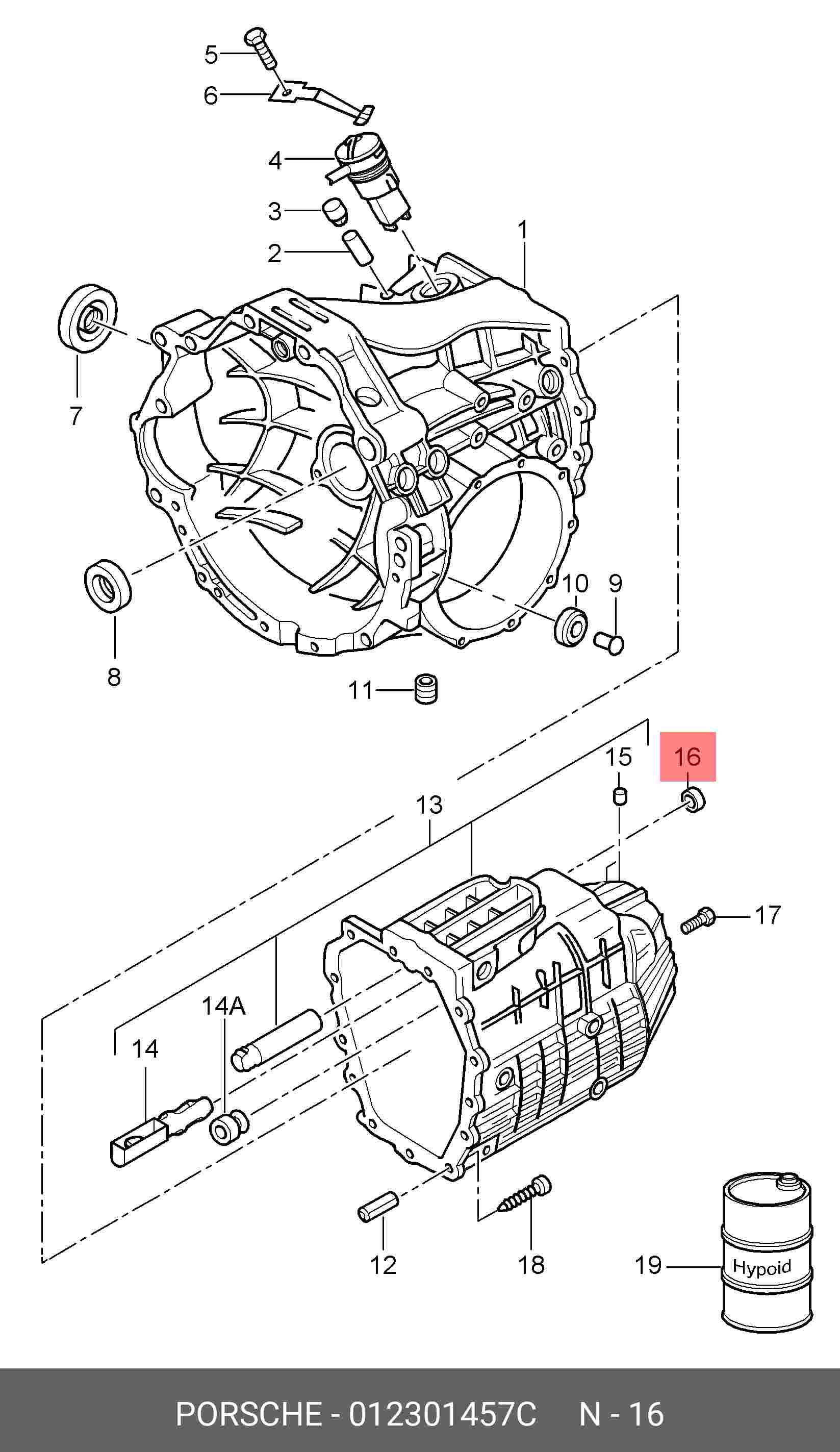 Сальник вала коробки передач VAG 012301457C