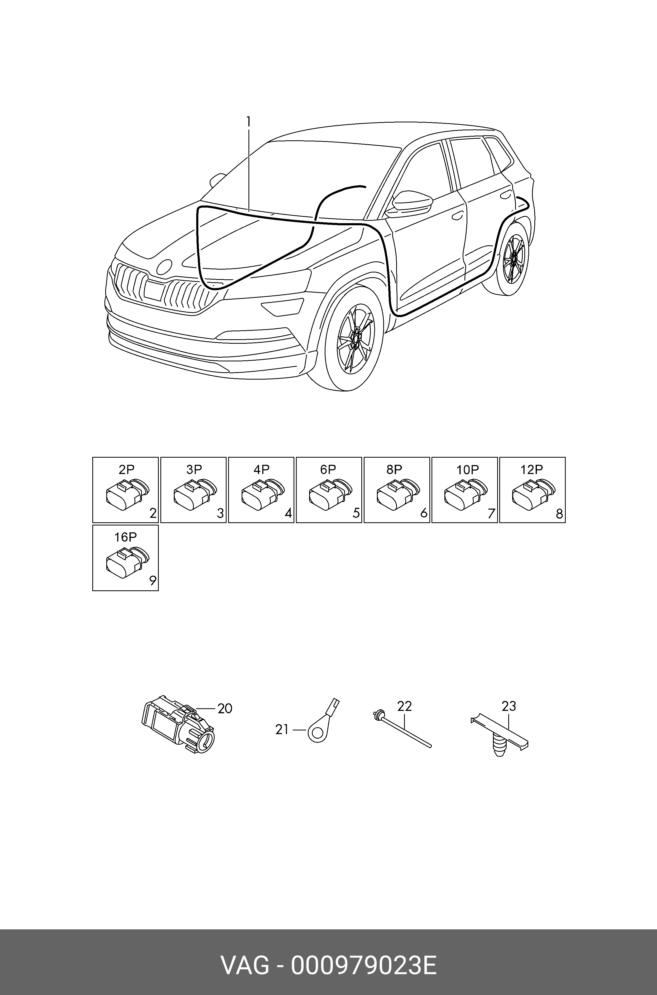 Адаптер проводки ISO → Mini ISO (жовтий) VAG 000979023E