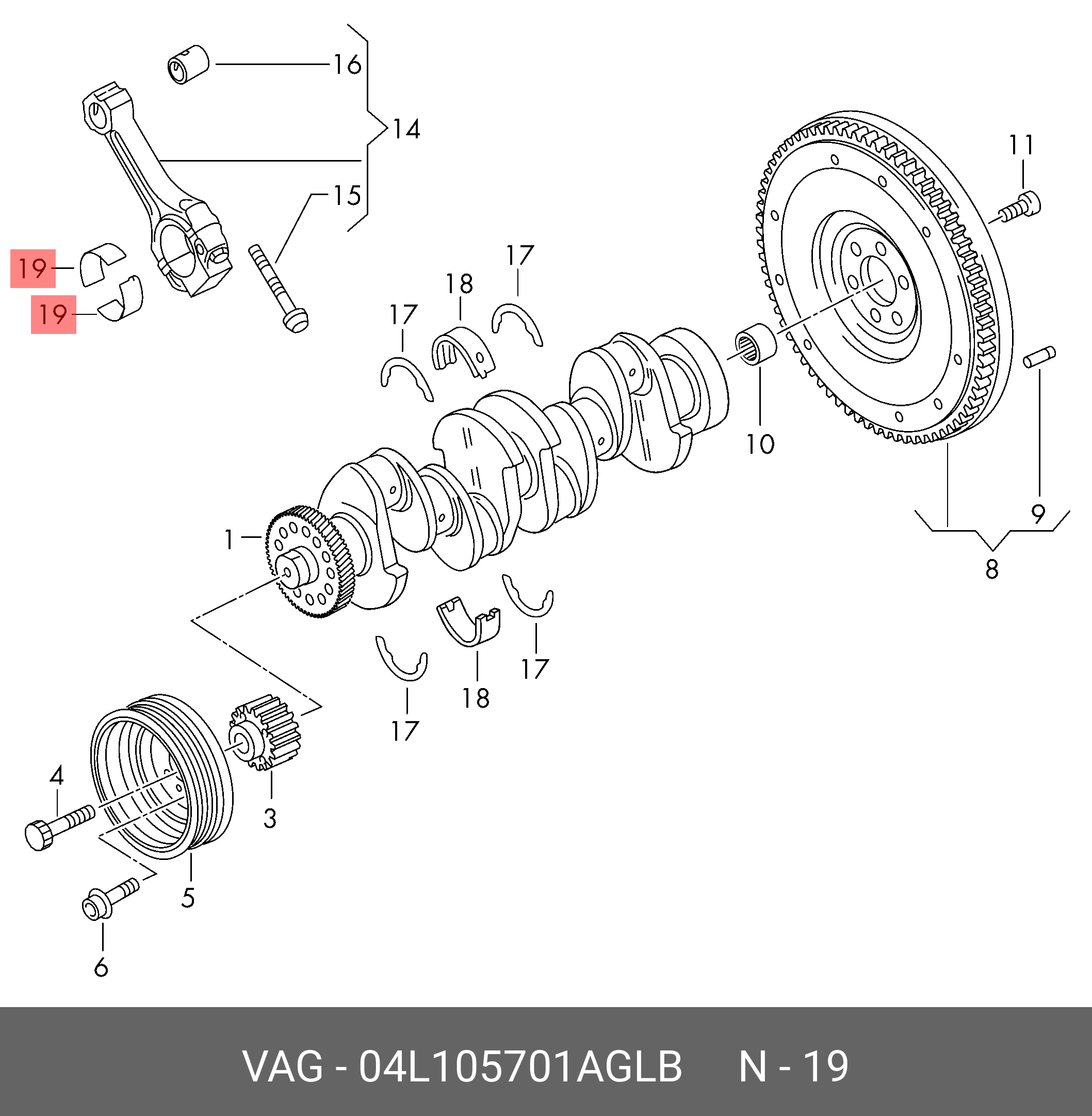 Колінчастий вал VAG 04L105701AGLB (оригінал)