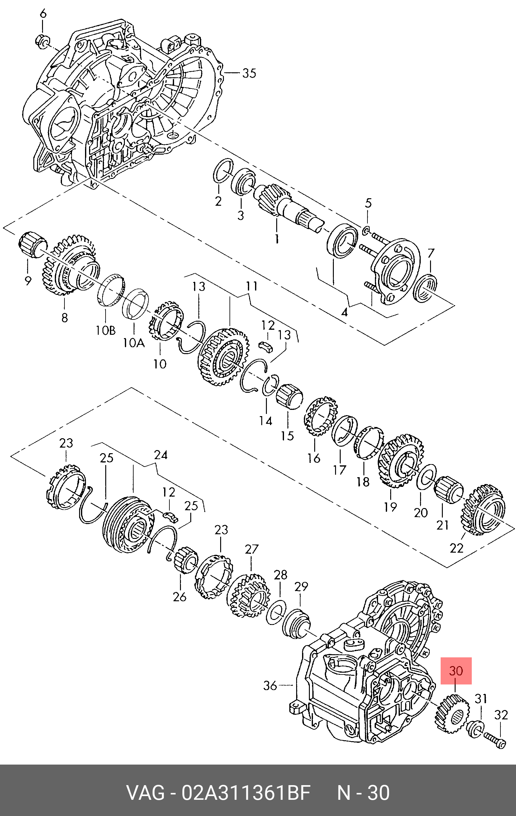 Підшипник диференціала КПП VAG 02A311361BF