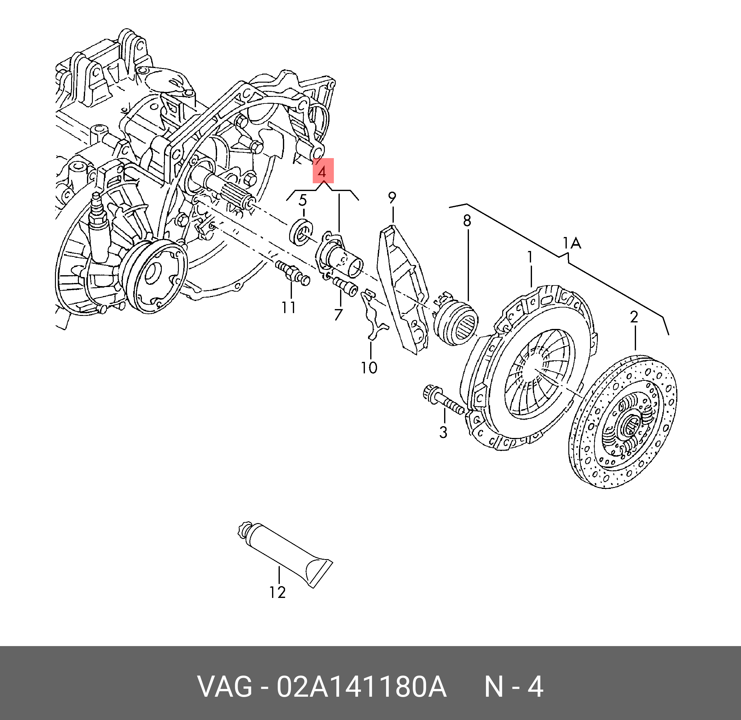 Підшипник вижимний зчеплення VAG 02A141180A