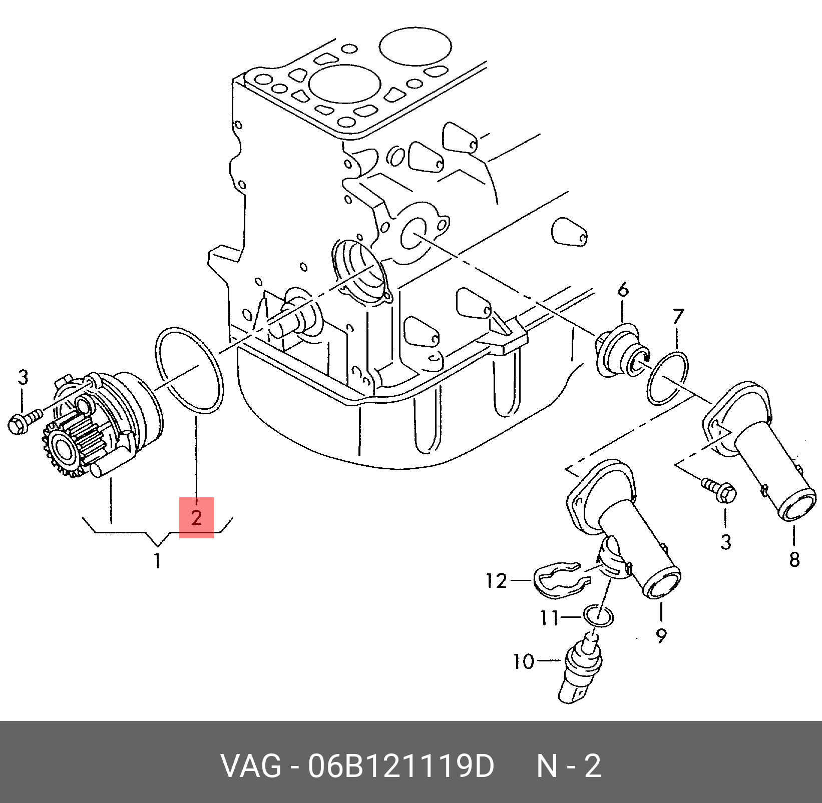 Фланець системи охолодження VAG 06B121119D